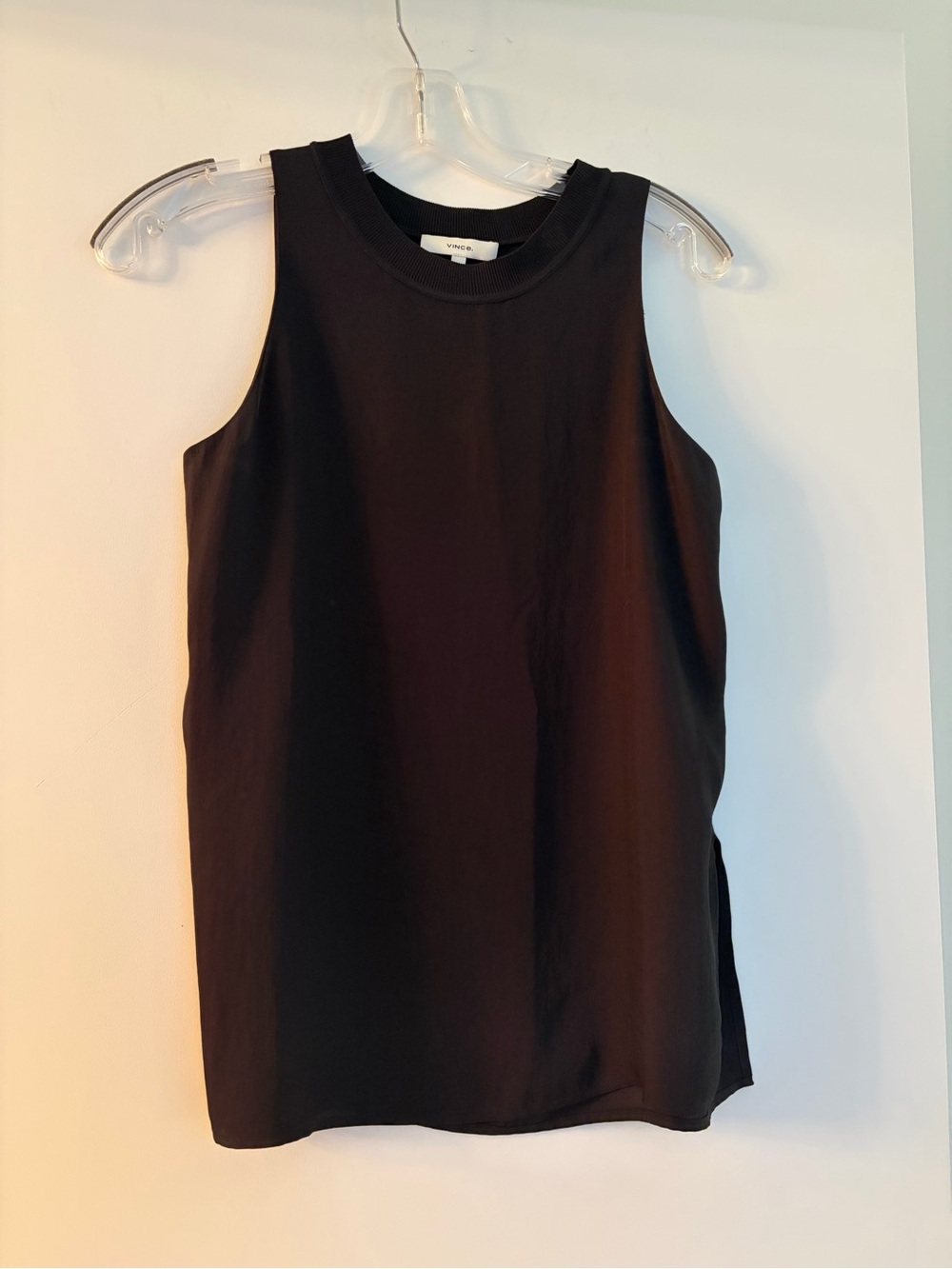 Vince Black Sleeveless Crewneck Shell Top